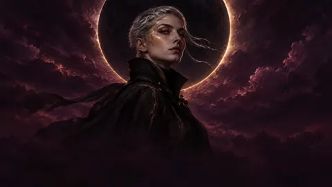 Silver-Haired Woman Before Eclipse