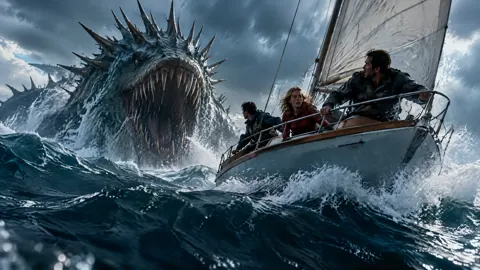 Sea Monster Attacks Sailboat