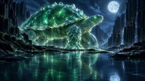 Crystal Tortoise in Moonlit Canyon