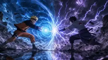 Naruto use rasengan clash against live wallpaper