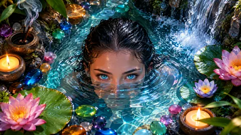 Woman in Lotus Pool