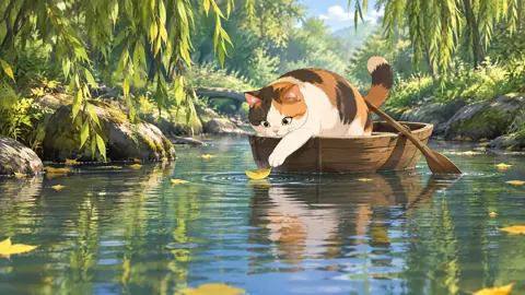 Calico Cat in Rowboat