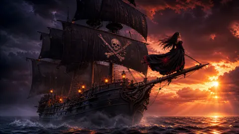 Pirate Galleon with Woman Aboard