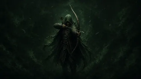 Hooded Archer in Dark Forest