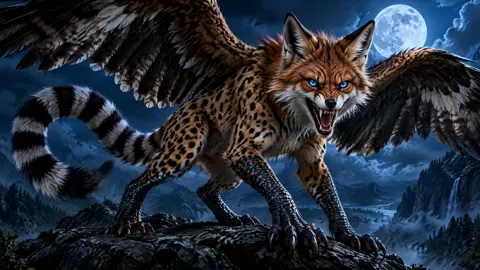 Chimera on Moonlit Ledge