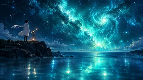 Stargazer With Glowing Telescope