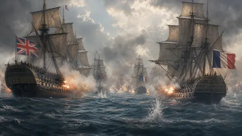 British and French Naval Battle