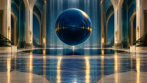 Blue Sphere Reflecting Pool