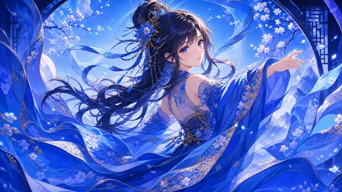 Woman in Blue Hanfu