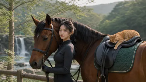 Korean Rider With Bay Horse