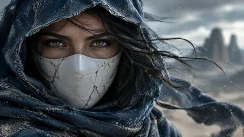 Desert Traveler in Indigo Hood