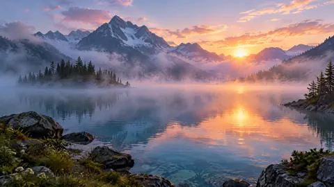Sunrise Over Alpine Lake