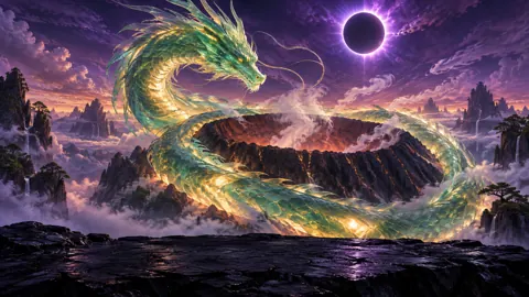 Jade Dragon Around Volcano