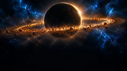 Planet With Golden Debris Ring
