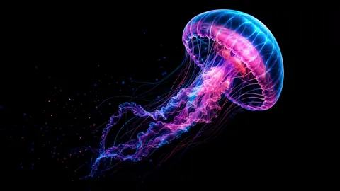 Neon Jellyfish on Black