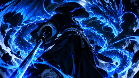 Katana Warrior With Blue Wyvern