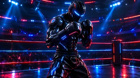 Cybernetic Boxer in Neon Arena