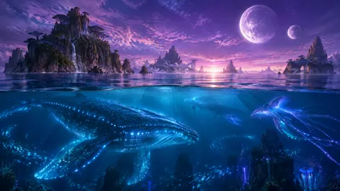 Alien Ocean with Twin Moons