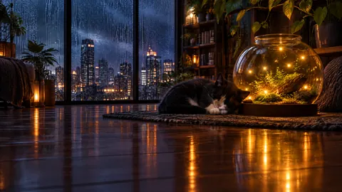 Sleeping Kitten by Glowing Terrarium