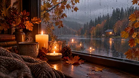 Autumn Windowsill by Rainy Lake