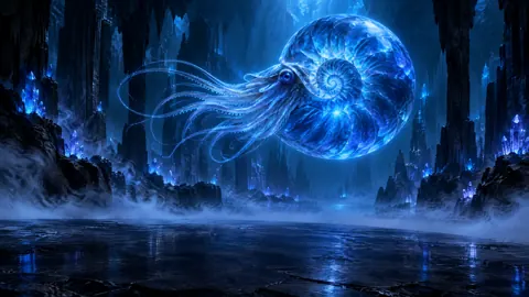 Glowing Sapphire Nautilus Cave