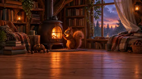 Squirrel by Treehouse Stove