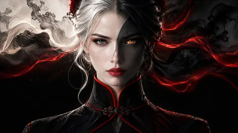 Silver-Haired Woman With Amber Eye