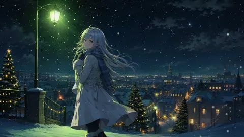 Silver-Haired Woman Over Snowy City
