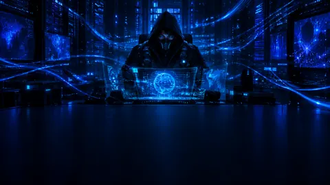 Hooded Courier at Console