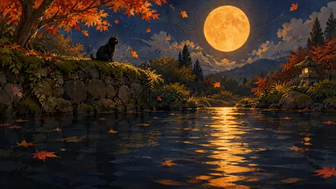 Black Cat Under Harvest Moon