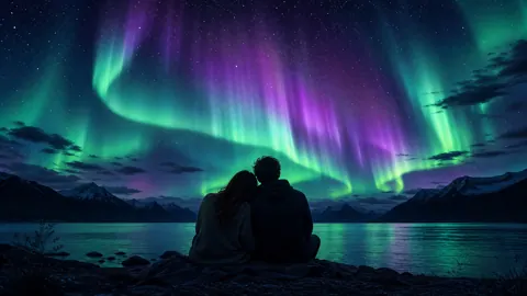 Couple Under Northern Lights