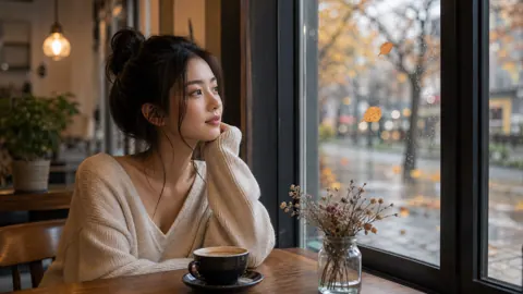 Woman at Cafe Window