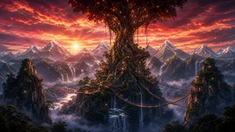 Colossal Treehouse Mountain at Sunset