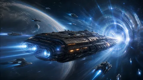 Starship Fleet at Blue Portal