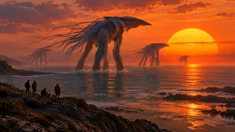 Aliens Crossing Orange Sea