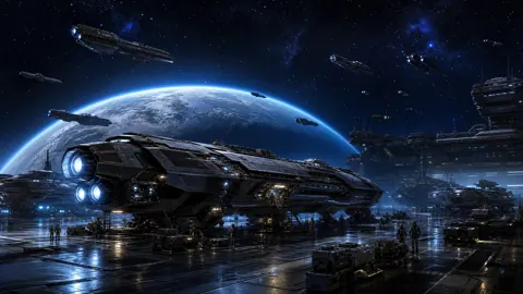 Starships At Orbital Shipyard
