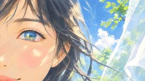 Blue-Eyed Woman in Summer