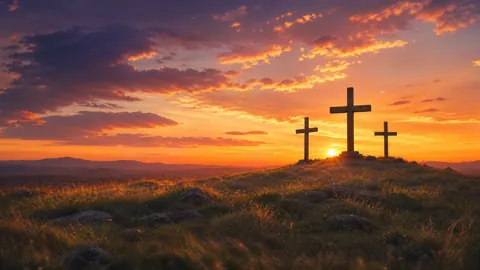 Three Crosses at Sunset