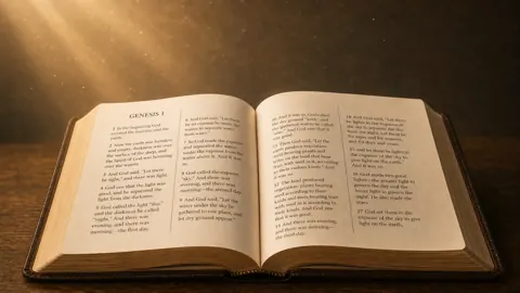 Open Bible in Golden Light