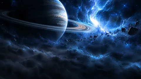 Ringed Planet Blue Nebula