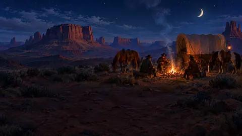Campfire by the Covered Wagon