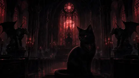 Black Cat in Gothic Church