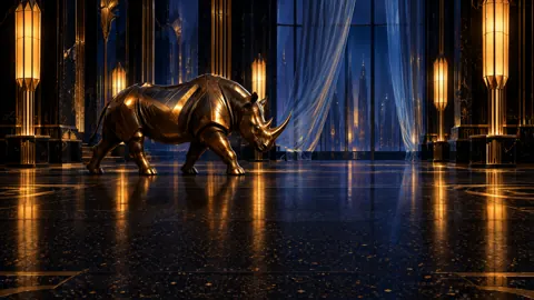 Bronze Rhinoceros in Ballroom