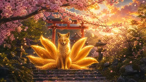 Golden Kitsune at Torii