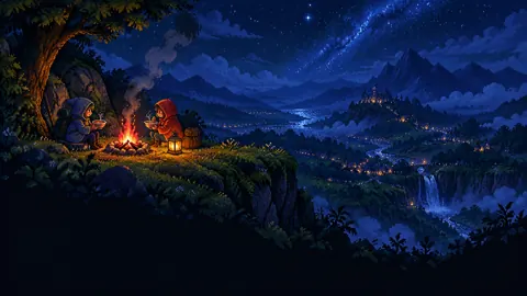 Hooded Travelers by Campfire