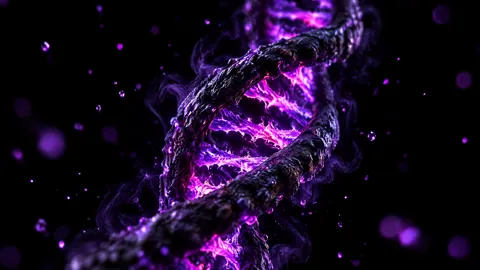 Glowing Purple DNA Helix