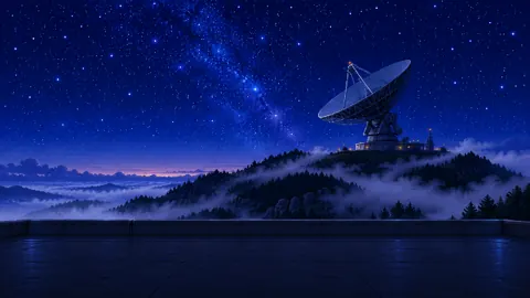 Radio Telescope Under Milky Way