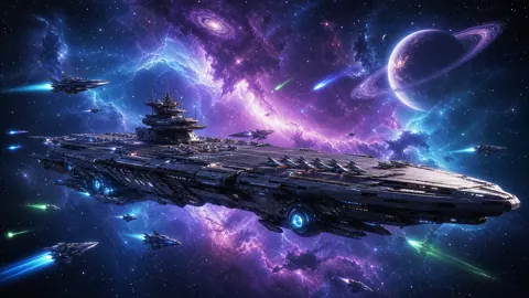 Futuristic Space Carrier With Starfighters