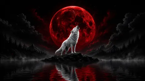 White Wolf Under Blood Moon