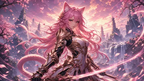 Pink-Haired Catgirl With Sword